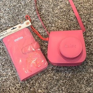 Raspberry Polaroid, album, and case